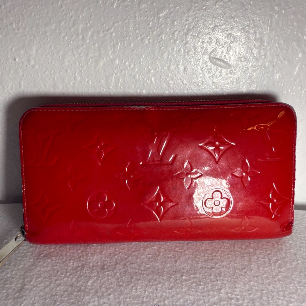 Louis Vuitton Vibrant Red Embossed Patent Leather Wallet